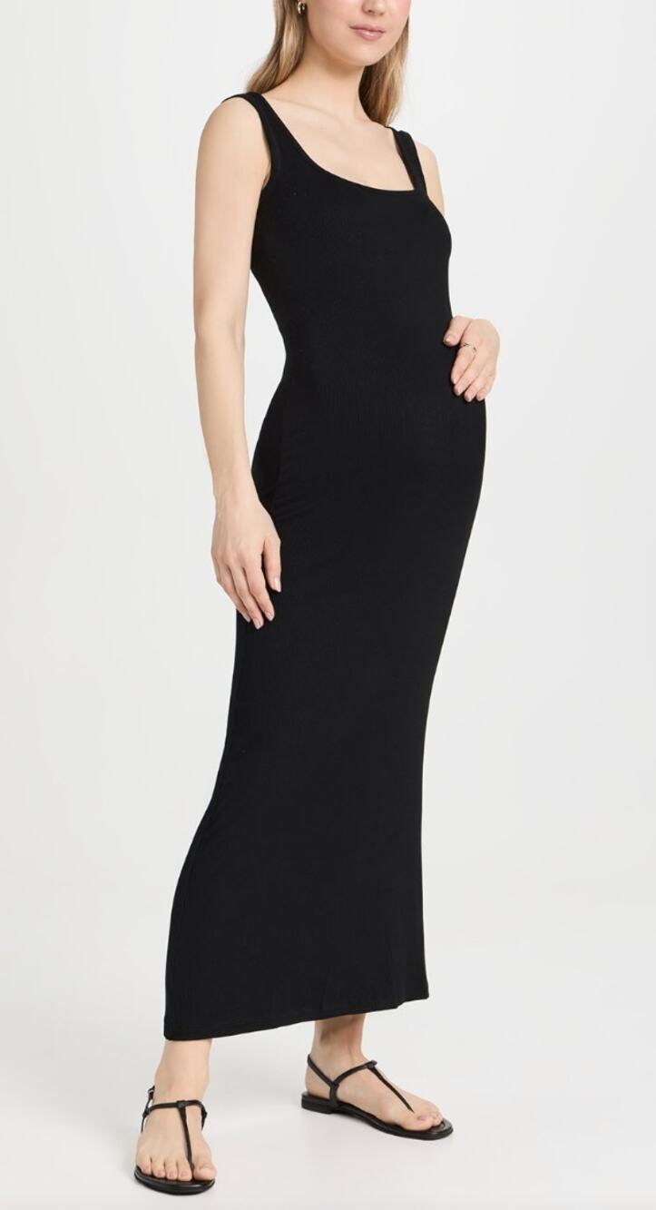 Hatch The Long Body Tank Maxi Dress Black Womens Size 2 Medium Maternity
